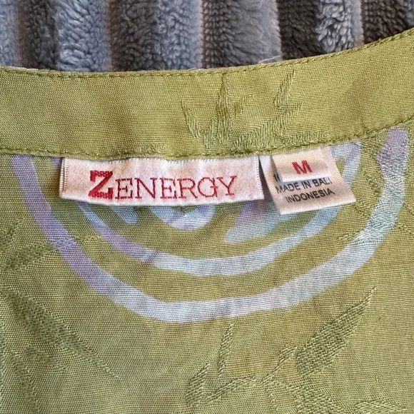 Chicos Zenergy Asian Inspired Button Down Short Sleeve Blouse Top - Picture 4 of 8